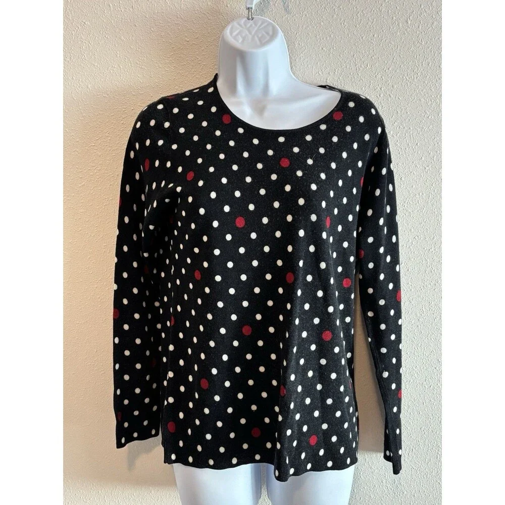 Talbots Womens‎ Sweater Merino Wool Medium Pullover Polka Dot